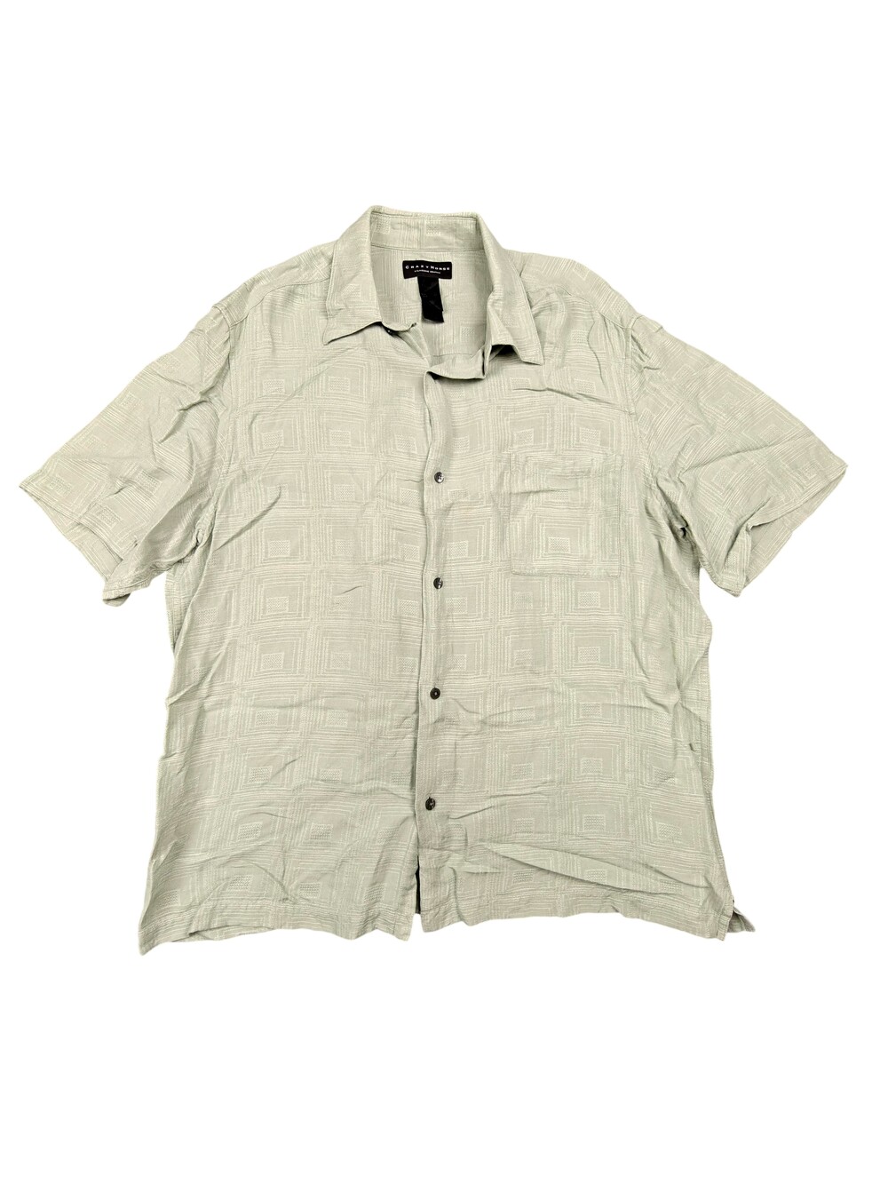 Crazy Horse Shirt Mens XL Sage Green Linen Rayon Short Sleeve Button-Up Relaxed